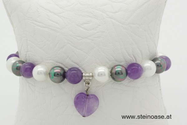 Armband Amethyst & Herz